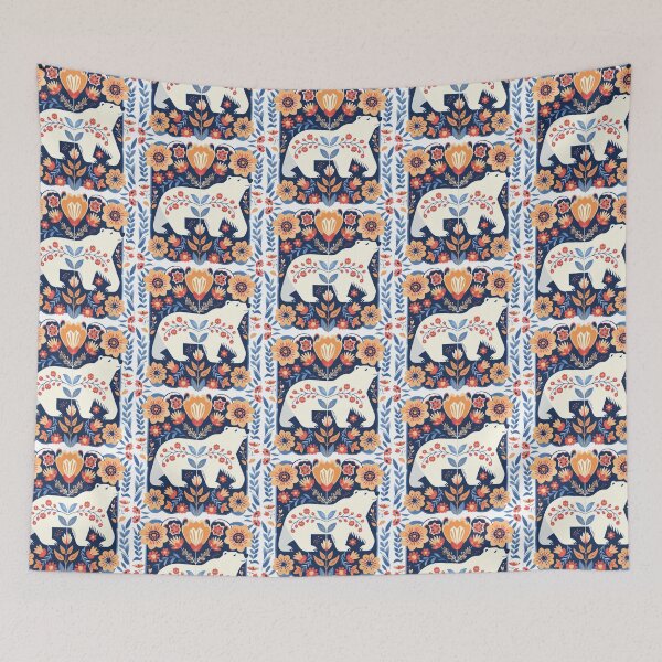 Item preview, Scandinavian Folk Art, Floral Polar Bear designed and sold by xiao xuans.