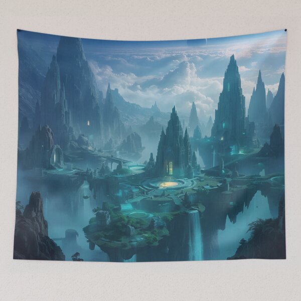 Item preview, Floating Waterfall Citadel Fantasy Landscape designed and sold by Luminous Wilds.