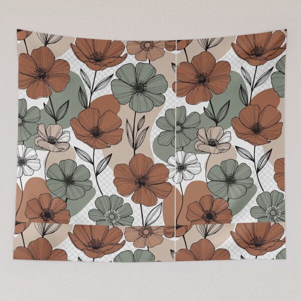 Item preview, Boho Wildflower Seamless Pattern, Sage Green & Terracotta Floral Print, Botanical Surface Design, Retro Flower Background, Printable PNG Main Tag designed and sold by GalleryPeak.