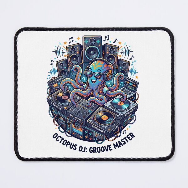 Item preview, Octopus DJ controlling multiple turntables and speakers with its tentacles designed and sold by misbahsiro.