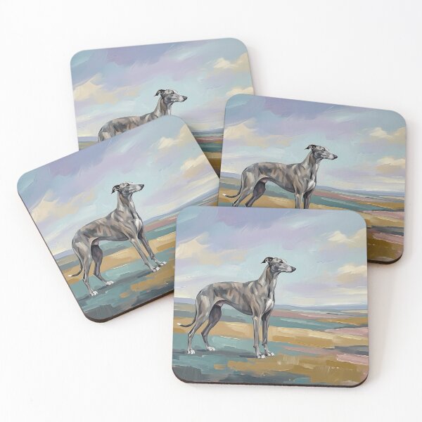Item preview, Elegant Greyhound in Vast Landscape – Modern Landscape Oil Painting designed and sold by Pfotenfaden.
