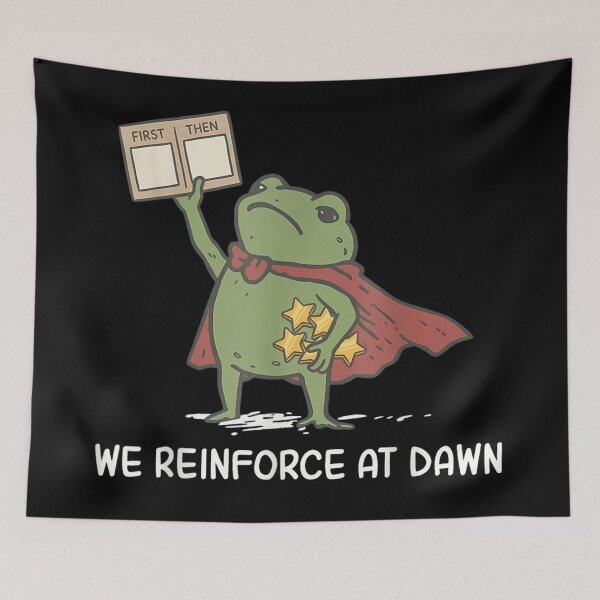 Item preview, We Reinforce At Dawn Cute Frog Superhero Cape Motivational Reward Chart Meme designed and sold by GalenoHenley.