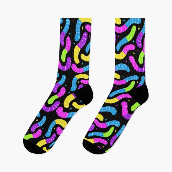 Item preview, Neon Gummy Worm Party Pattern designed and sold by artofthebart.