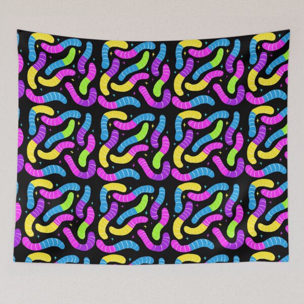 Item preview, Neon Gummy Worm Party Pattern designed and sold by artofthebart.