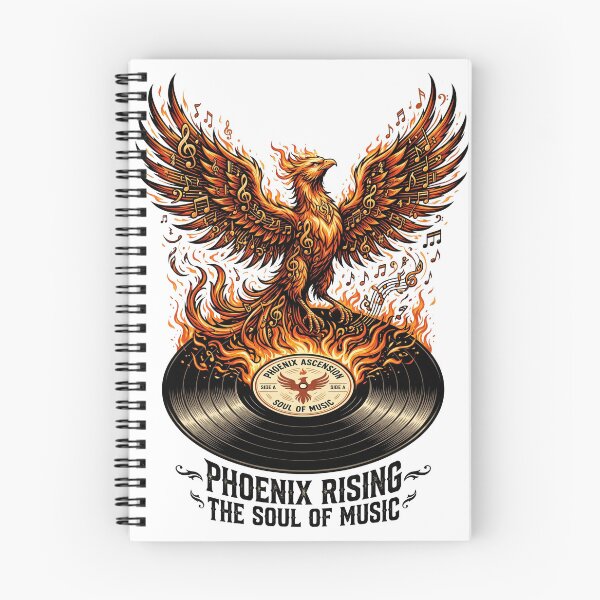 Item preview, Phoenix rising from a vinyl record with musical notes forming its feathers designed and sold by misbahsiro.