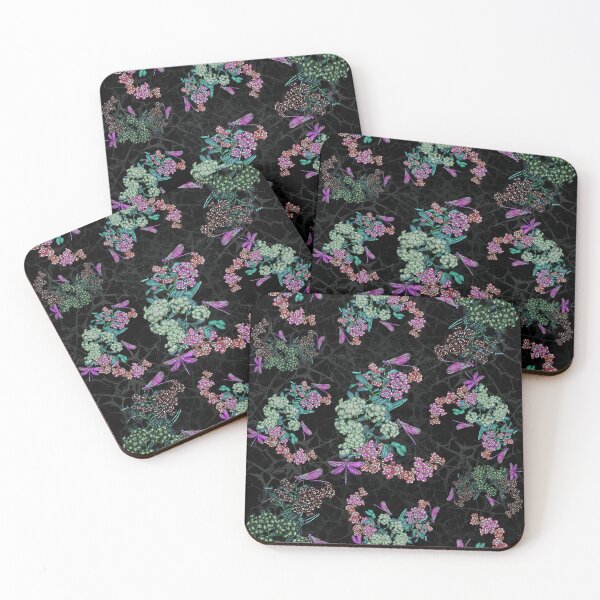 Item preview, Magenta Dragonfly Floral Pattern – Romantic Garden Illustration designed and sold by Magical Pattern Shop.