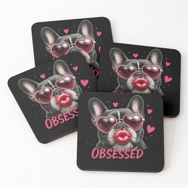 Item preview, Obsessed French Bulldog With Heart Sunglasses And Kissing Lips Valentine Love designed and sold by yoddel.
