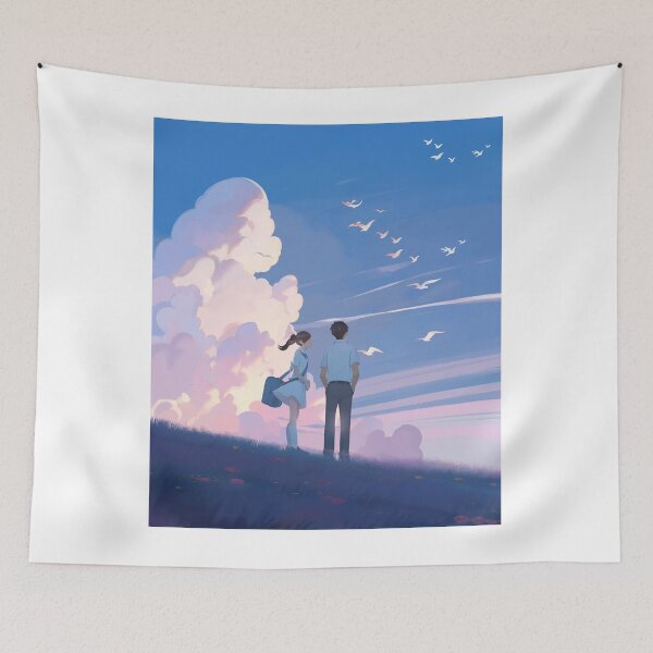 Item preview, Dreamy Anime Couple Sky Clouds Nostalgic Fine Landscape  designed and sold by Rehnair.