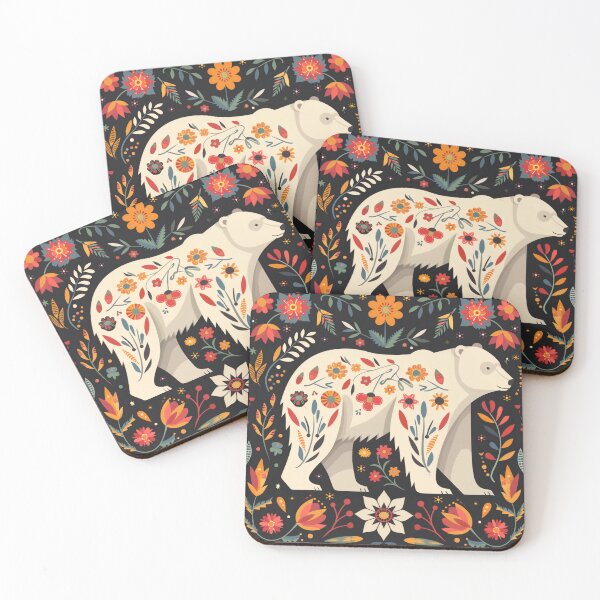 Item preview, Scandinavian Folk Art, Floral Polar Bear designed and sold by xiao xuans.