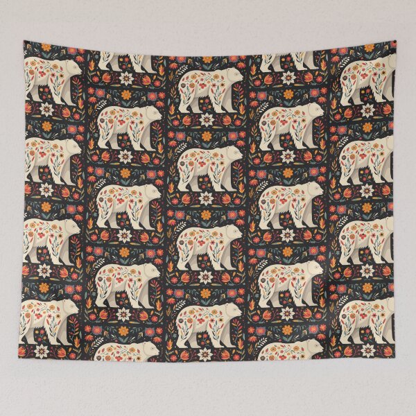 Item preview, Scandinavian Folk Art, Floral Polar Bear designed and sold by xiao xuans.