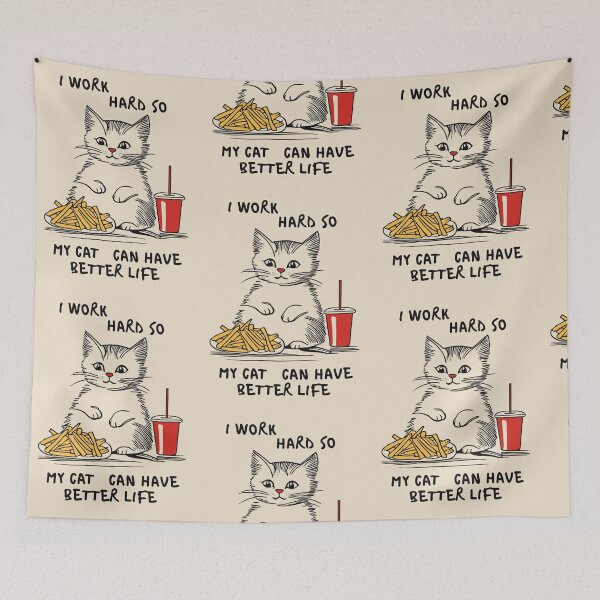 Item preview, I work hard so my cat have a better life Classic T Shirt designed and sold by Lulu Shop.