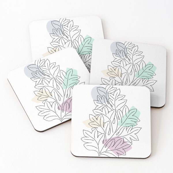 Item preview, Minimalist Pastel Leaf Line Art - Abstract Boho Botanical designed and sold by CorAleArt.