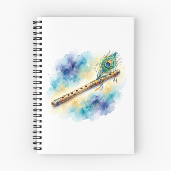 Item preview, Divine Madhav Krishna Flute Peacock Feather Watercolor designed and sold by DuckOddity.