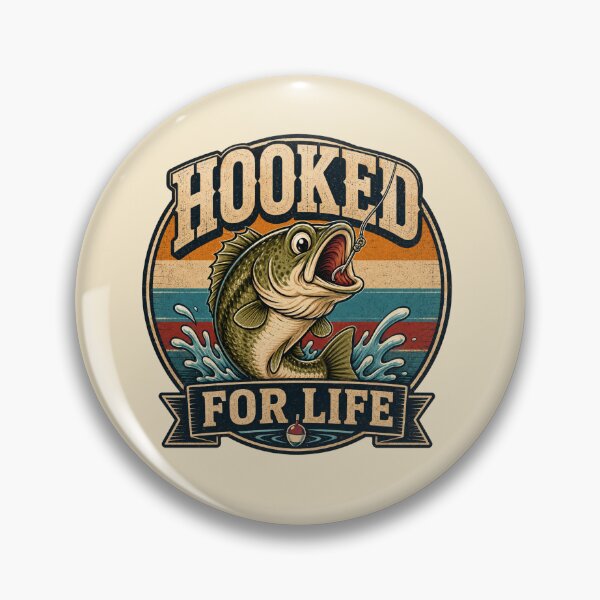 Item preview, Hooked For Life | Retro Bass Fishing Graphic for Anglers & Fishermen designed and sold by tareankush.