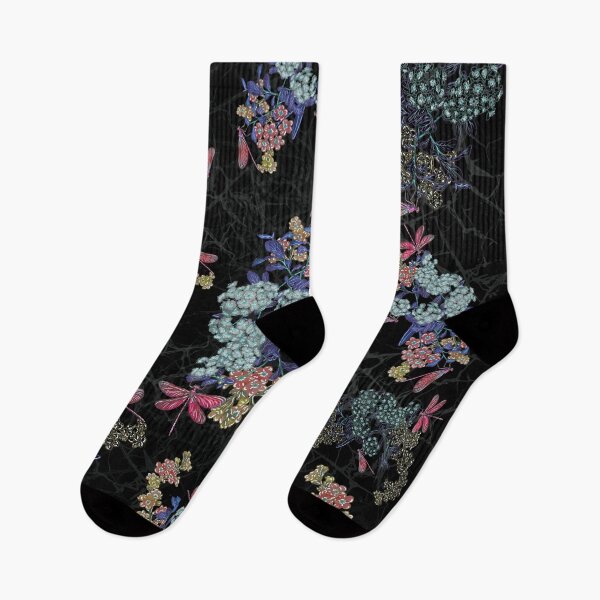 Item preview, Dark Red Blue Dragonfly Pattern – Moody Botanical Garden Design designed and sold by Magical Pattern Shop.