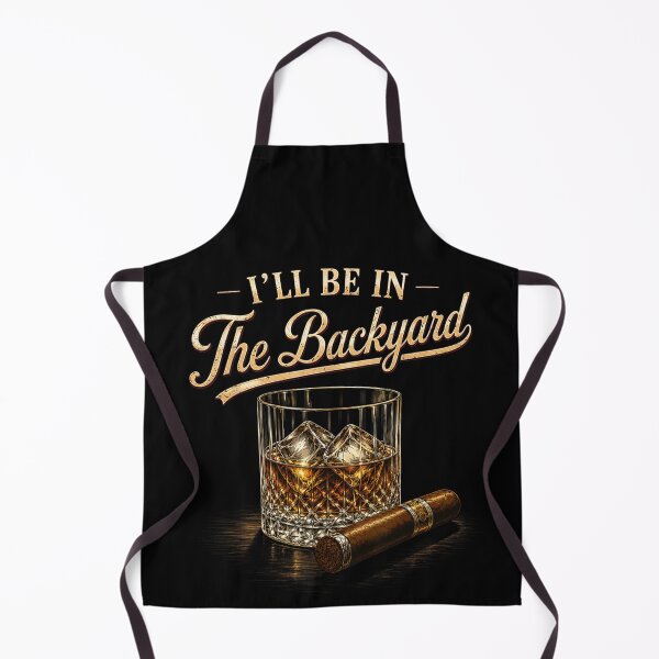 Item preview, Ill Be In The Backyard Whiskey Glass And Premium Cigar Retro designed and sold by MariCanal.