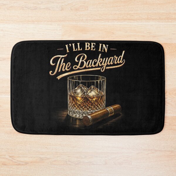 Item preview, Ill Be In The Backyard Whiskey Glass And Premium Cigar Retro designed and sold by MariCanal.