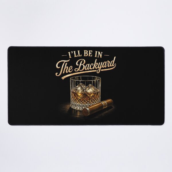 Item preview, Ill Be In The Backyard Whiskey Glass And Premium Cigar Retro designed and sold by MariCanal.