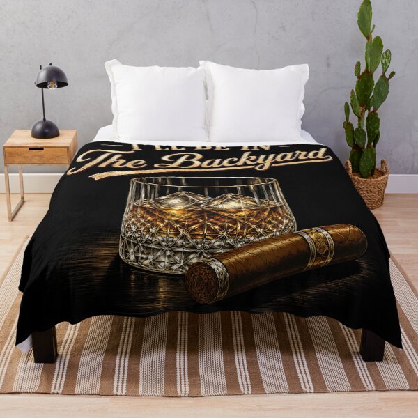 Item preview, Ill Be In The Backyard Whiskey Glass And Premium Cigar Retro designed and sold by MariCanal.