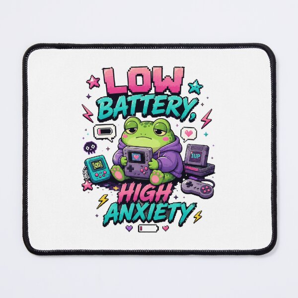 Item preview, Low Battery High Anxiety Frog | Cute Retro Gaming Frog designed and sold by Tinosshop.