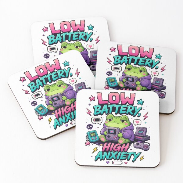 Item preview, Low Battery High Anxiety Frog | Cute Retro Gaming Frog designed and sold by Tinosshop.