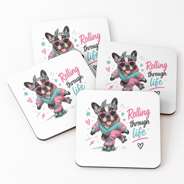 Item preview, Rolling Through Life Cute Roller Skating French Bulldog With Heart Glasses For Dog Lovers designed and sold by yoddel.