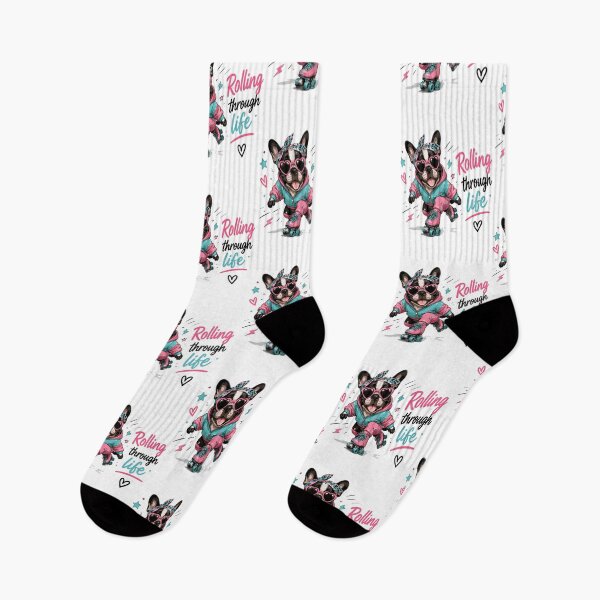 Item preview, Rolling Through Life Cute Roller Skating French Bulldog With Heart Glasses For Dog Lovers designed and sold by yoddel.