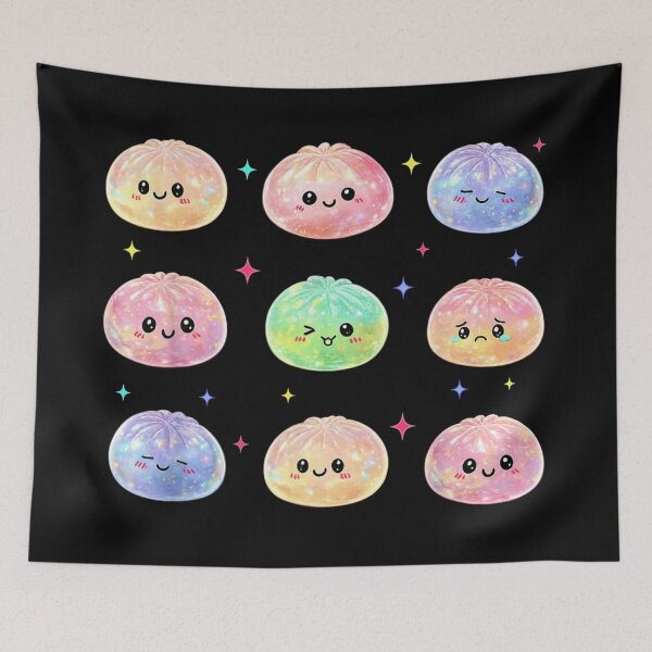 Item preview, Cute Kawaii Pastel Galaxy Dumplings Glittering Space Dim Sum Emotional Characters designed and sold by MariCanal.