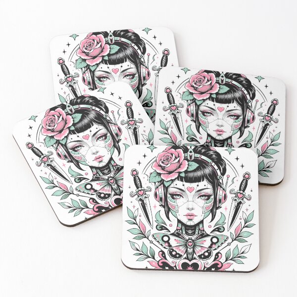 Item preview, Pastel Goth Cyber Girl Portrait designed and sold by CraftDesignAlchemy.