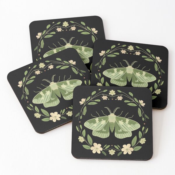 Item preview, Scandinavian Folk Art, Green Moth With Flowers designed and sold by xiao xuans.