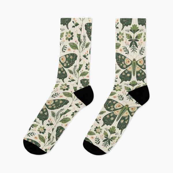 Item preview, Scandinavian Folk Art, Green Moth With Flowers designed and sold by xiao xuans.