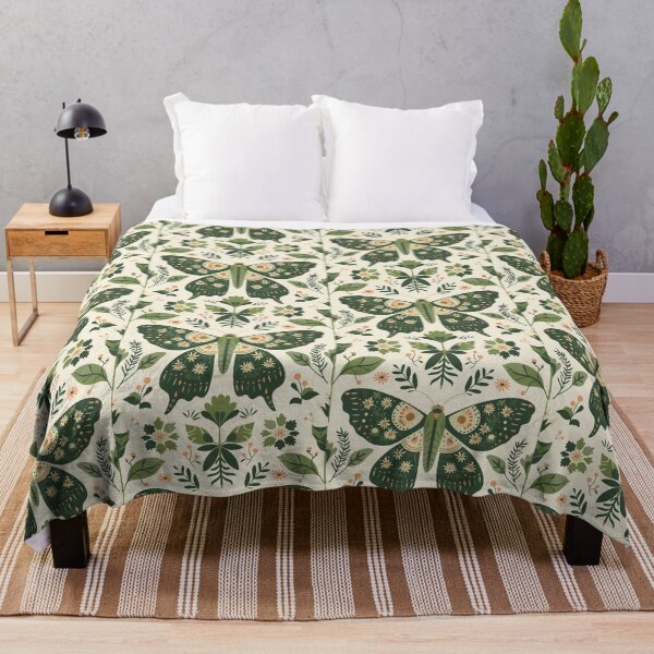 Item preview, Scandinavian Folk Art, Green Moth With Flowers designed and sold by xiao xuans.
