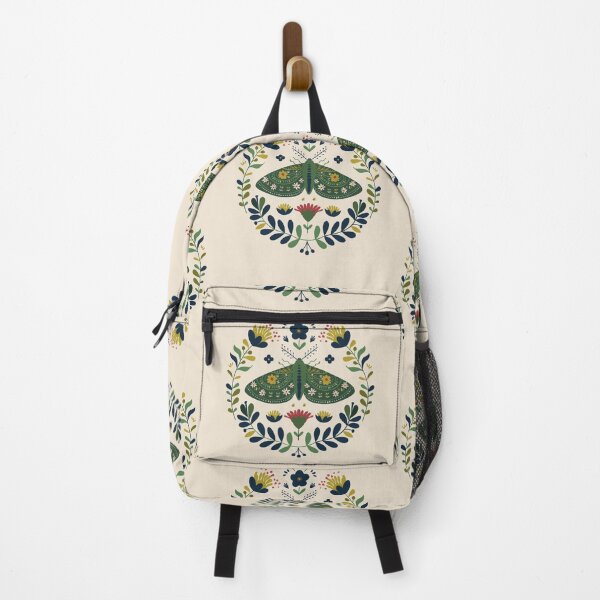 Item preview, Scandinavian Folk Art, Green Moth With Flowers designed and sold by xiao xuans.