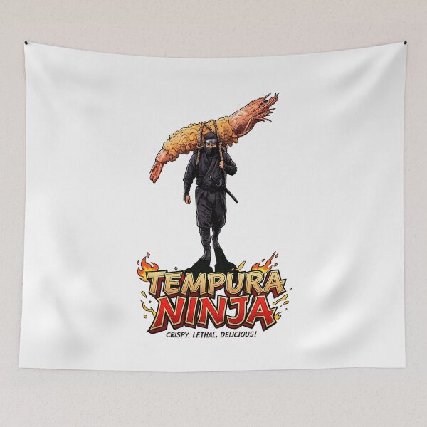Item preview, Tempura Ninja: Crispy Lethal Warrior - Funny Japanese Food Anime Style Art designed and sold by Surreal Characters & Cute Pups.
