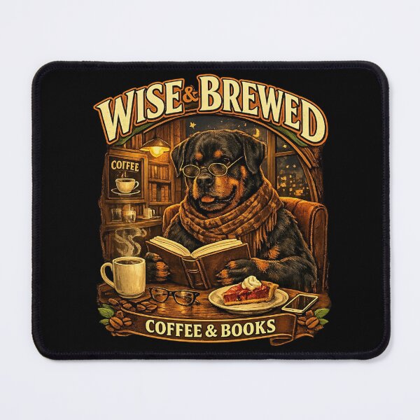 Item preview, Wisdom Flexing Rottweiler Reading Book In Cafe designed and sold by FANTASYoDarknes.