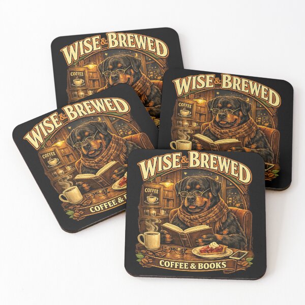 Item preview, Wisdom Flexing Rottweiler Reading Book In Cafe designed and sold by FANTASYoDarknes.