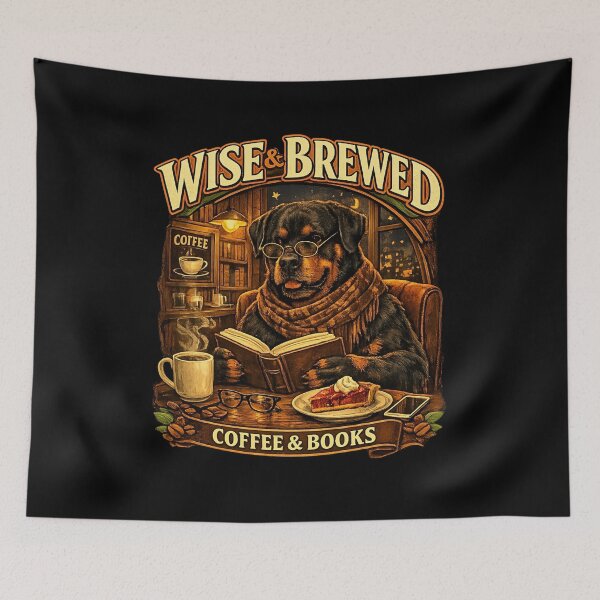 Item preview, Wisdom Flexing Rottweiler Reading Book In Cafe designed and sold by FANTASYoDarknes.