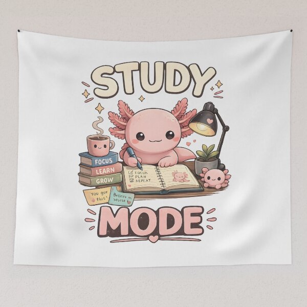 Item preview, Cute Axolotl Study Mode Kawaii Study Buddy Aesthetic Student Design designed and sold by suthee navakul.