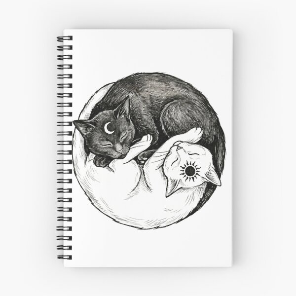 Item preview, Celestial Cat Yin Yang Celestial Sun and Moon Sketch designed and sold by Spiritualwall.