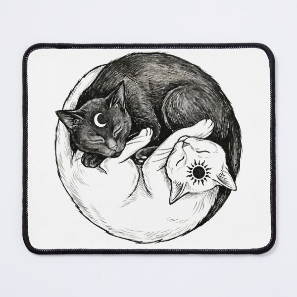 Item preview, Celestial Cat Yin Yang Celestial Sun and Moon Sketch designed and sold by Spiritualwall.
