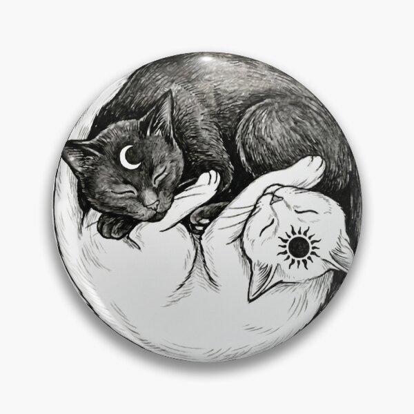 Item preview, Celestial Cat Yin Yang Celestial Sun and Moon Sketch designed and sold by Spiritualwall.