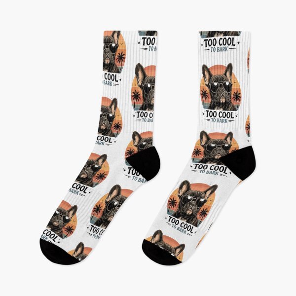 Item preview, Too Cool To Bark French Bulldog Retro Sunset Beach Dog Lover Humor designed and sold by yoddel.