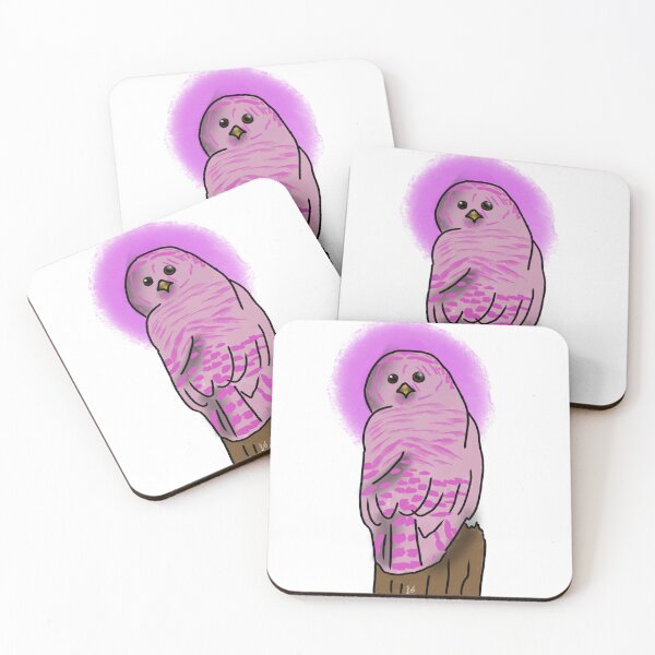 Item preview, Pink striped owl in comic book style designed and sold by mousse-tache.