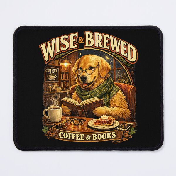Item preview, Wisdom Flexing Golden Retriever Reading Book In Cafe designed and sold by FANTASYoDarknes.