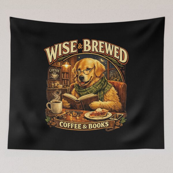 Item preview, Wisdom Flexing Golden Retriever Reading Book In Cafe designed and sold by FANTASYoDarknes.