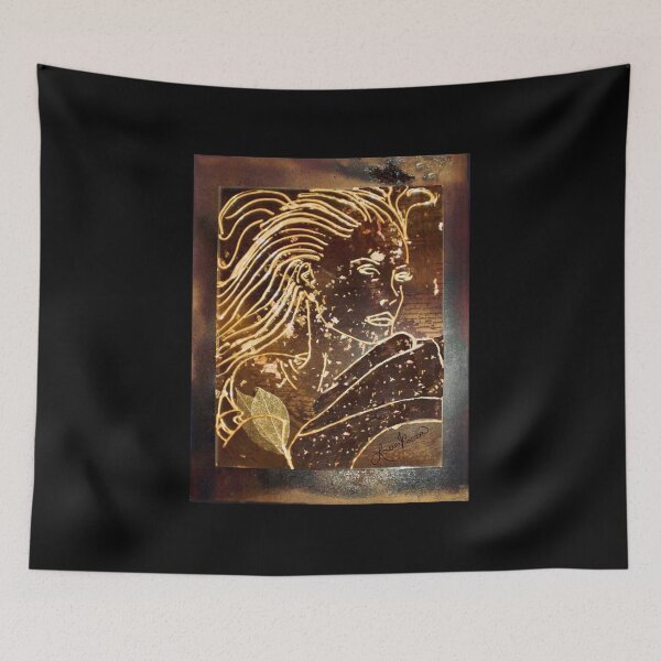 Item preview, Golden Hair Woman with Leaves – Abstract Portrait designed and sold by LorieFossaArt.