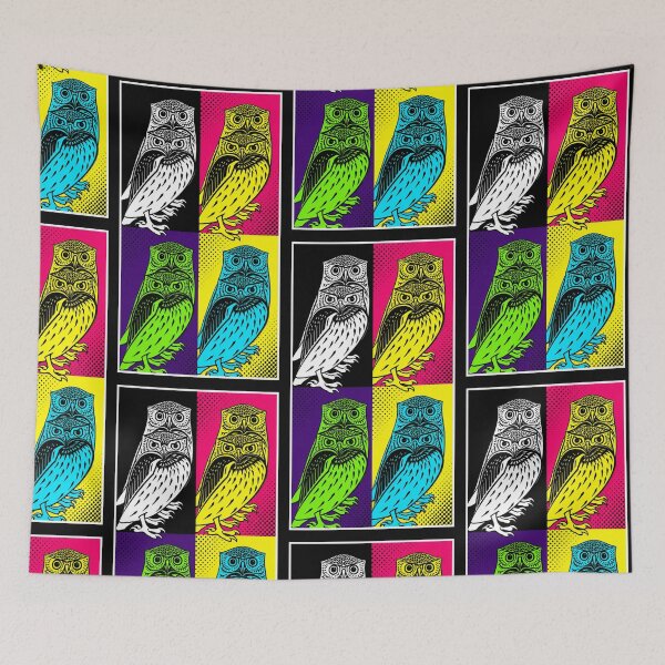 Item preview, Color‑Blocked Pop Art Owls in Bold Retro Style designed and sold by Analog Aura .