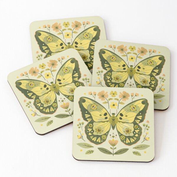 Item preview, Scandinavian Folk Art, Green Moth With Flowers designed and sold by xiao xuans.