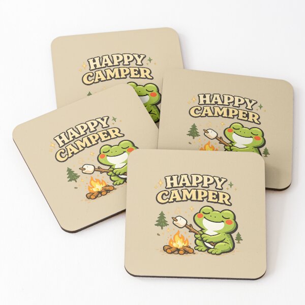 Item preview, Happy Camper Frog Shirt – Cute Camping Frog Roasting Marshmallow Outdoor Adventure Design designed and sold by  MAD's Recreation Studio.
