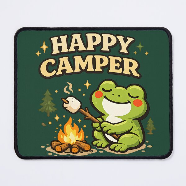 Item preview, Happy Camper Frog Shirt – Cute Camping Frog Roasting Marshmallow Outdoor Adventure Design designed and sold by MAD's Recreation Studio.